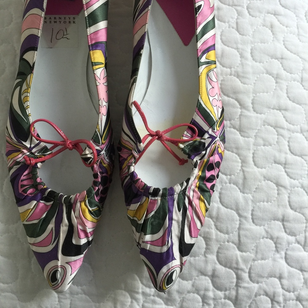 Emilio Pucci silk pleated Satin Flats